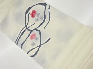 リサイクル　花に抽象模様刺繍名古屋帯